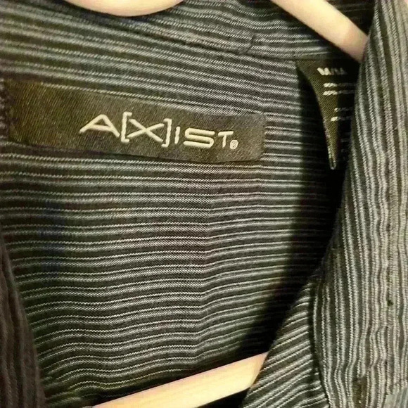 Axist Long Sleeve Shirt For Men Size Medium Striped Black and Blue - Picture 2 of 4